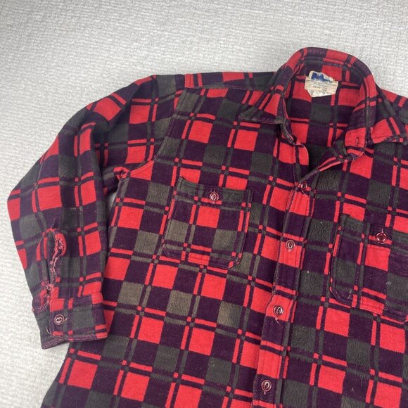Vintage Champion Flannel Shirt Mens Size 15 1/2 Red 1970 Distressed Plaid (Read - Picture 3 of 16